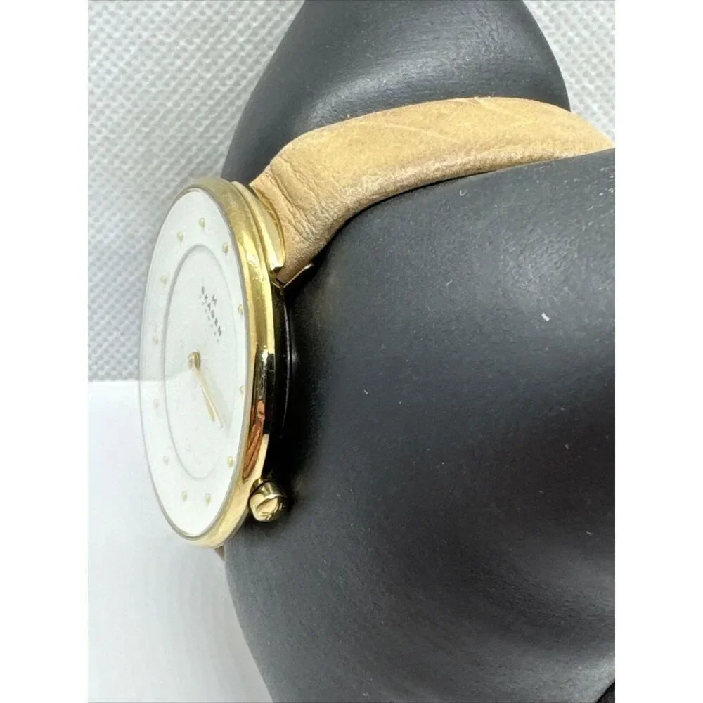 Skagen Gitte SKW2137 Women's Beige Leather Analog Dial Quartz Wrist Watch AEA028